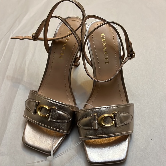 COACH Kyra Metallic Leather Sandal - Picture 9 of 12
